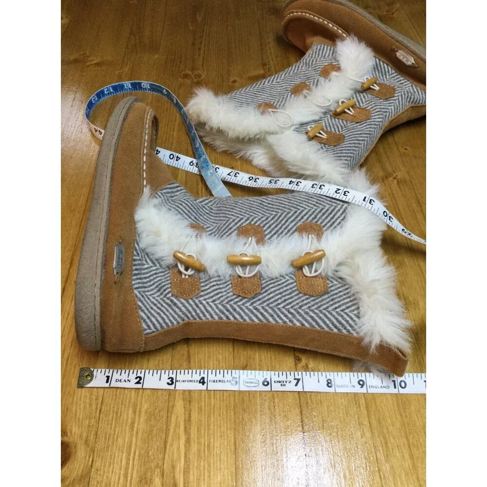 Woolrich Womens Elk Creek Wool Boots Faux Fur Lined Herringbone Size 10 Toggle